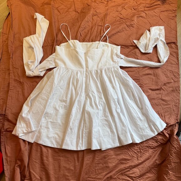 Likely Elisia White Cotton Blend Babydoll Dress - 12 - Picture 4 of 11
